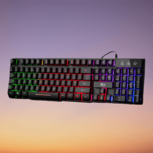 Rii RK100 Plus 7 Color Rainbow LED Backlit Mechanical Feeling Gaming Keyboard
