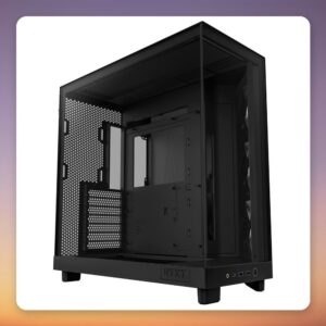 NZXT H6 Flow RGB Mid-Tower ATX Case, Black, Tempered Glass, 3x 120 mm RGB Fans