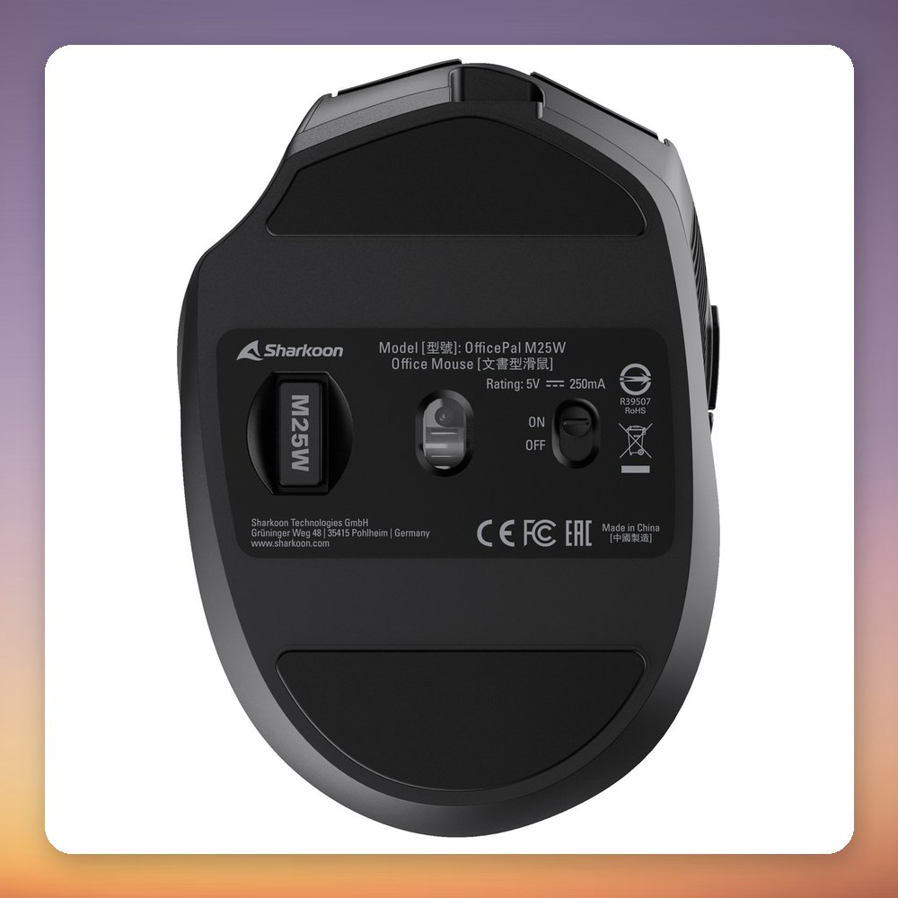 Sharkoon OfficePal M25W Wireless Mouse, 4000 DPI, 2.4 GHz, Rechargeable, Black – image 5