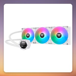 Thermaltake TH420 V2 Ultra ARGB Sync 420 mm AIO Liquid Cooler, LCD Display, Snow Edition White