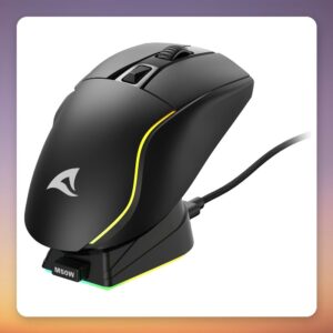 Sharkoon SKILLER SGM50W Wireless Gaming Mouse, 6400 DPI, RGB, Black, with Charging Dock