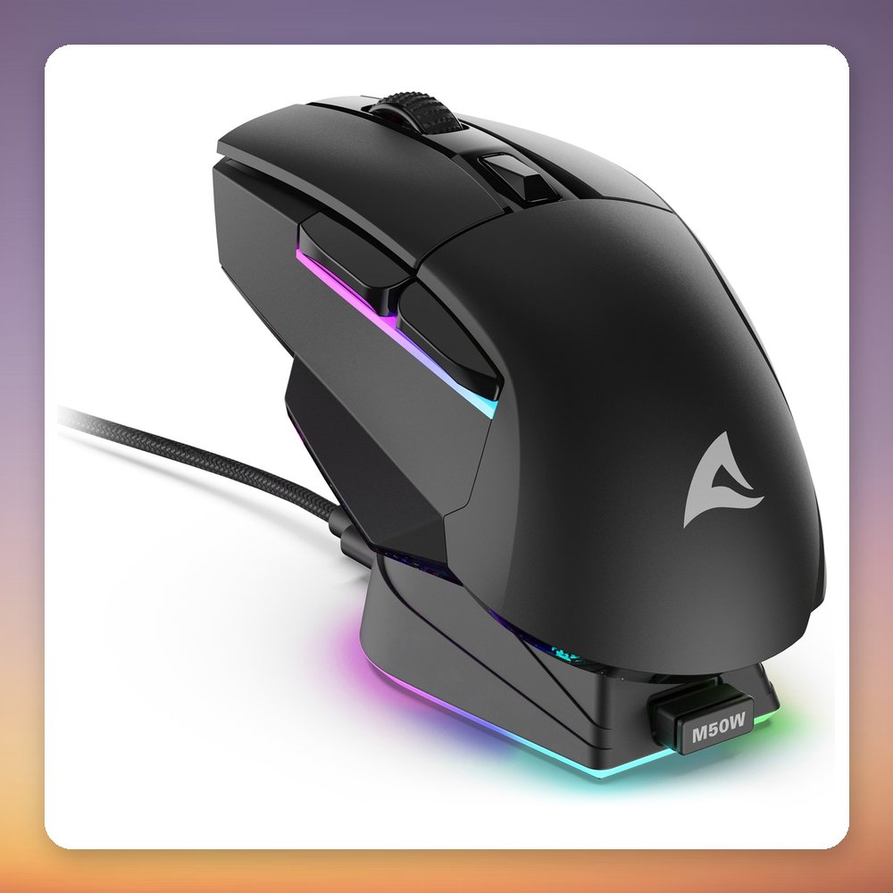 Sharkoon SKILLER SGM50W Wireless Gaming Mouse, 6400 DPI, RGB, Black, with Charging Dock – image 3
