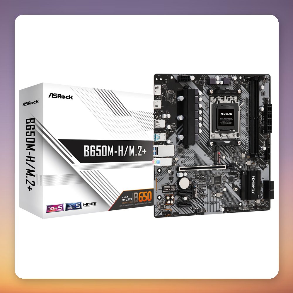 ASRock B650M-H/M.2+ AM5 Micro ATX Motherboard, AMD B650, 2x DDR5