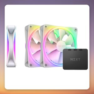 NZXT F120 RGB DUO 120 mm PWM Case Fans, White, Triple Pack with RGB Controller