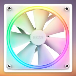 NZXT F140 RGB DUO 140 mm PWM Case Fan, White, Single Pack, No Controller