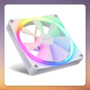 NZXT F140 RGB DUO 140 mm PWM RGB Case Fans, White, Twin Pack with Controller