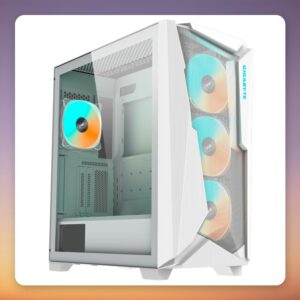 Gigabyte C301 Glass V2 E-ATX Mid-Tower Case, White, Tempered Glass, 4x ARGB Fans
