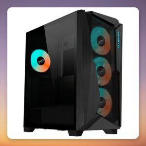 Gigabyte C301 Glass V2 E-ATX Mid Tower Case, Black, Tempered Glass, 4x ARGB Fans