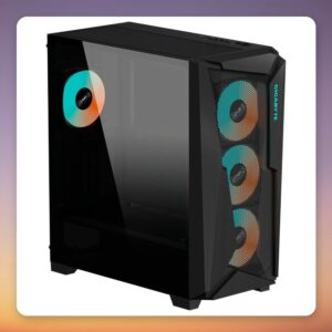 Gigabyte C301 Glass V2 E-ATX Mid Tower Case, Black, Tempered Glass, 4x ARGB Fans