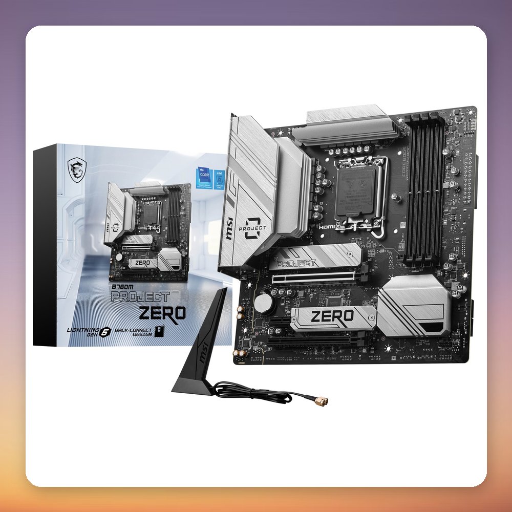 MSI B760M PROJECT ZERO LGA 1700 DDR5 mATX Motherboard, Wi-Fi 6E