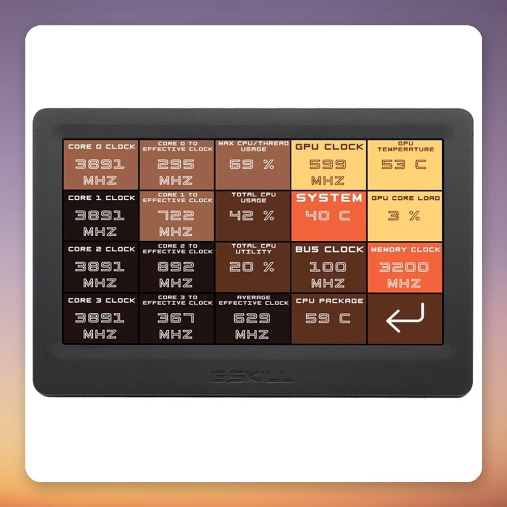 G.Skill WigiDash 7" IPS Touchscreen Command Panel, 20 Virtual Keys, USB, Black – image 3