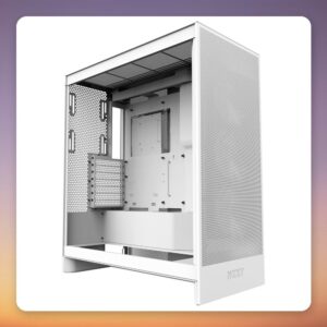 NZXT H7 Flow (2024) Mid-Tower Case, White, Tempered Glass, 3x F120Q Fans