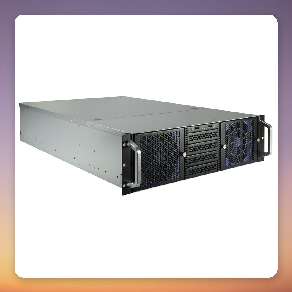 Inter-Tech 3U-30765 3U Rack Server Case, E-ATX, 5x 120 mm Fans, Black