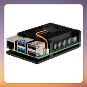 Joy-IT Armor Case Block Active Aluminium Case for Raspberry Pi 5, Black, with Fan