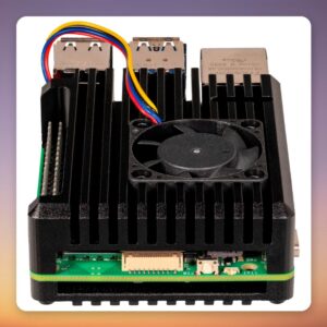 Joy-IT Armor Case Block Active Aluminium Case for Raspberry Pi 5, Black, with Fan