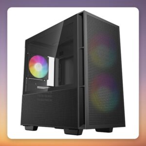 Deepcool CH360 mATX Mini-Tower Case, Black, Tempered Glass, 3x ARGB Fans