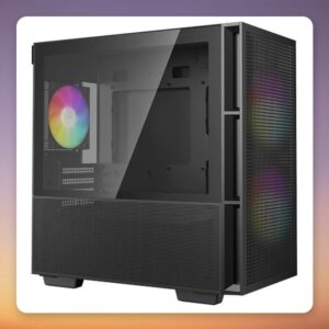 Deepcool CH360 mATX Mini-Tower Case, Black, Tempered Glass, 3x ARGB Fans