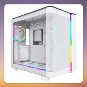 Montech KING 95 PRO ATX Mid-Tower Case, White, Dual Tempered Glass, 6 ARGB PWM Fans