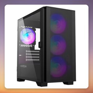 Montech AIR 100 ARGB Micro-ATX Mini-Tower Case, Black, Tempered Glass