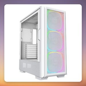 Montech SKY TWO GX Mid-Tower Case, White, Tempered Glass, E-ATX, 3x ARGB Fans