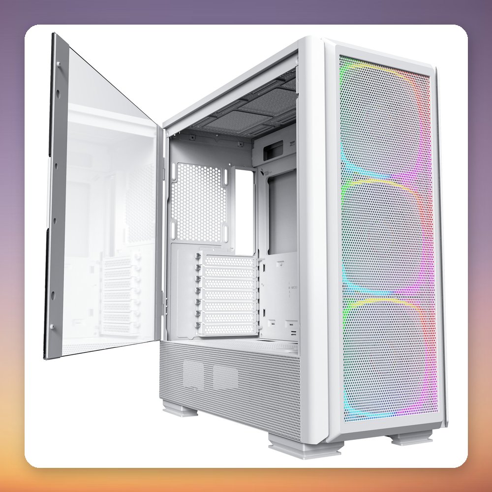Montech SKY TWO GX Mid-Tower Case, White, Tempered Glass, E-ATX, 3x ARGB Fans – image 3