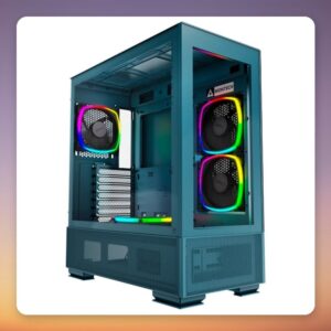 Montech SKY TWO Mid-Tower ATX Case, Blue, 2x Tempered Glass, ARGB, 4x 120 mm PWM Fans