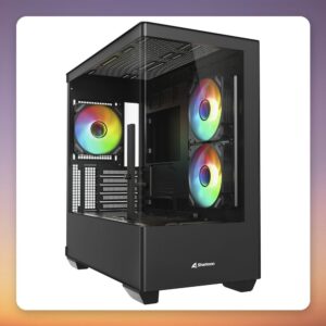 Sharkoon ELITE SHARK CM100 µATX Midi-Tower Case, Black, Dual Tempered Glass, 4x ARGB Fans