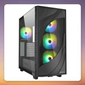 Sharkoon Rebel C80G RGB ATX Mid-Tower Case, Black, Tempered Glass, 4x ARGB Fans