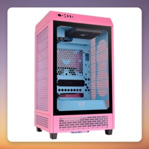 Thermaltake The Tower 200 Bubble Pink Mini-ITX Case, Tempered Glass, 2x 140 mm Fans