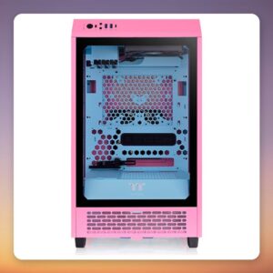 Thermaltake The Tower 200 Bubble Pink Mini-ITX Case, Tempered Glass, 2x 140 mm Fans