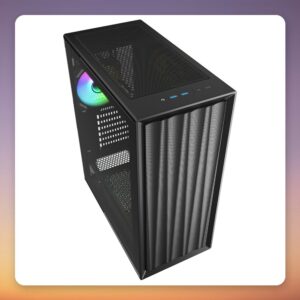 Sharkoon VK3 RGB ATX Mid Tower Case, Black, Tempered Glass, 4 Fans