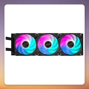 GigaByte AORUS WATERFORCE X II 360 mm AIO Liquid CPU Cooler, LCD Display, Black