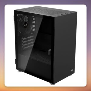 Aerocool CS-111 Mini Tower Case, Black, Tempered Glass, µATX