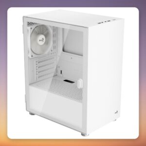Aerocool CS-111-G-WT-v1 Mini-Tower µATX Case, White, Tempered Glass
