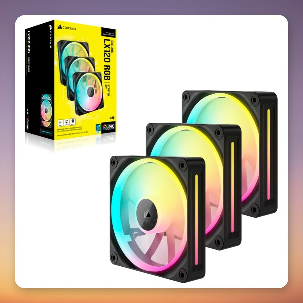 Corsair iCUE LINK LX120 RGB 120 mm PWM Case Fan, Black, 3-Pack with iCUE LINK Hub – image 4
