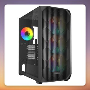 Sharkoon AK3 RGB ATX Mid-Tower Case, Black, Tempered Glass, 4x ARGB Fans