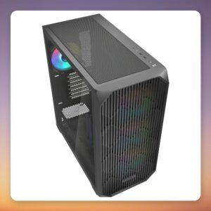 Sharkoon AK3 RGB ATX Mid-Tower Case, Black, Tempered Glass, 4x ARGB Fans
