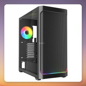 Sharkoon AK4W RGB Strip ATX Mid-Tower Case, Black, Tempered Glass, 4 Fans