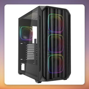Sharkoon AK5M RGB ATX Mid-Tower Case, Black, Tempered Glass, 4 x 120 mm ARGB Fans