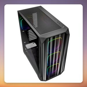 Sharkoon AK5M RGB ATX Mid-Tower Case, Black, Tempered Glass, 4 x 120 mm ARGB Fans