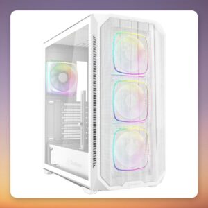 Sharkoon AK5M RGB Midi-Tower ATX Case, White, Tempered Glass, 4x ARGB Fans