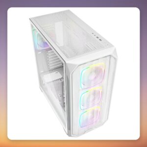 Sharkoon AK5M RGB Midi-Tower ATX Case, White, Tempered Glass, 4x ARGB Fans