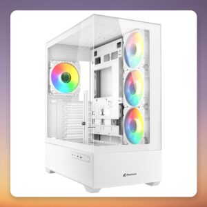 Sharkoon AK6 RGB White Midi-Tower Case, Dual Tempered Glass, 4x 120 mm ARGB Fans