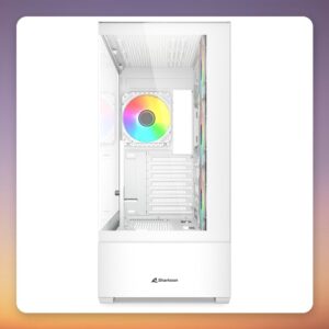 Sharkoon AK6 RGB White Midi-Tower Case, Dual Tempered Glass, 4x 120 mm ARGB Fans