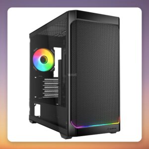 Sharkoon MK4W RGB Strip Micro-ATX Mini Tower Case, Black, Tempered Glass