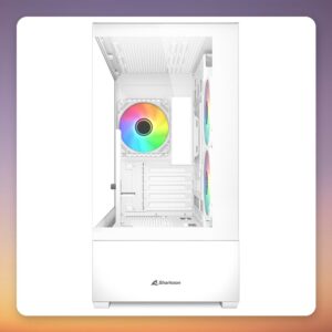 Sharkoon MK6 RGB Micro-ATX Mini-Tower Case, White, Dual Tempered Glass, 3x ARGB Fans