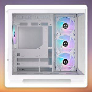 Thermaltake View 380 TG ARGB Snow White Mid-Tower ATX Case, Dual Tempered Glass