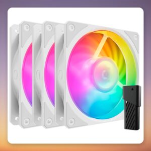 Cooler Master Mobius 120P ARGB 120 mm PWM Case Fan, White, 3-Pack