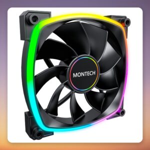 Montech RX140 PWM 140 mm ARGB Case Fan, Black, Single Pack