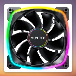 Montech RX140 PWM 140 mm ARGB Case Fan, Black, Single Pack